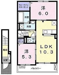 パークアクシスEASTD 2LDKの間取図画像