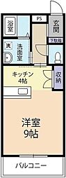 プレジデント川内1 1Kの間取図画像