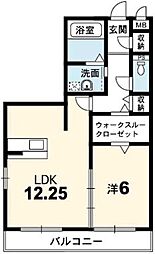 ペニーレーン 1LDKの間取図画像