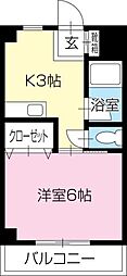 アンソレイエ弐番館 1Kの間取図画像