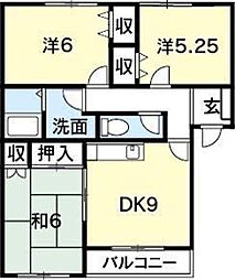 エクセレントロワール2 3DKの間取図画像