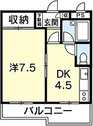 南福島ビューハイツ 1DKの間取図画像