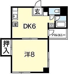 グリーンハイツ城南 1DKの間取図画像