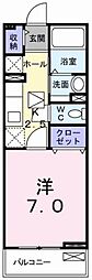 アイスマイル南島田 1Kの間取図画像