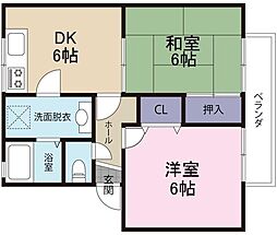 コーポサンシェール 2DKの間取図画像