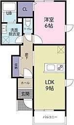 エンシアタウン2 1LDKの間取図画像