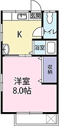 コーポ桑村 1Kの間取図画像