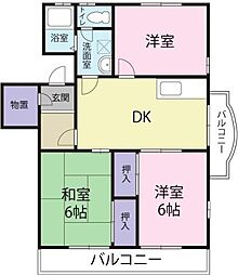 四宮ハイツ 3DKの間取図画像