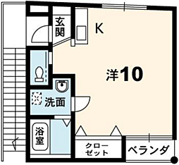 城東ハイツ ワンルームの間取図画像