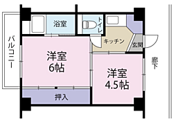 ビレッジハウス名東1号棟 1DKの間取図画像