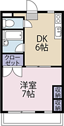 メゾンキャロット 1DKの間取図画像
