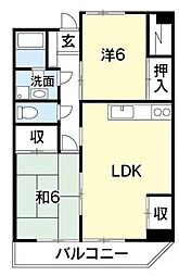 第二春日ハイツ 2LDKの間取図画像