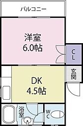 コーポ千鳥 1DKの間取図画像