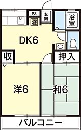 ハイム住吉 2DKの間取図画像