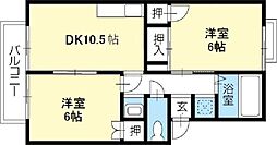 プレジール四丁目 2LDKの間取図画像