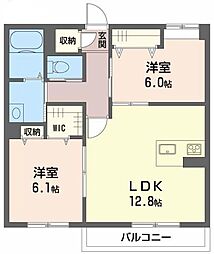 BEREO AKUI 3階2LDKの間取り