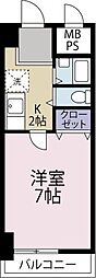 グランヴィア常三島東館 5階1Kの間取り