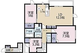 Belle Lead 東吉野 B棟 2階2SLDKの間取り