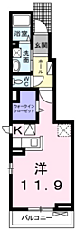 エルハーベン加茂宮B 1Kの間取図画像