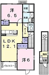 アンジェリカA 2LDKの間取図画像