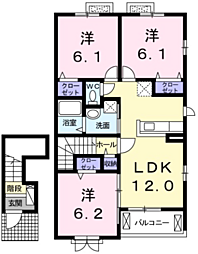プレジールB 3LDKの間取図画像