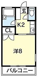 原田ハイツ 1Kの間取図画像