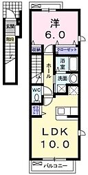 アンジェリカE 1LDKの間取図画像