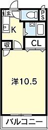 ハイツ医大前 1Kの間取図画像
