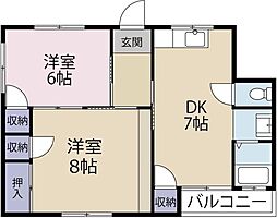 ことぶきマンション 2DKの間取図画像