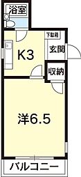 アンソレイエ参番館A棟 1Kの間取図画像