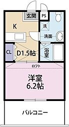 ソニックマンション 1Kの間取図画像