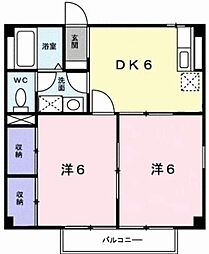 クレセント 2DKの間取図画像