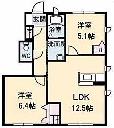 シャーメゾンボヌール 2LDKの間取図画像
