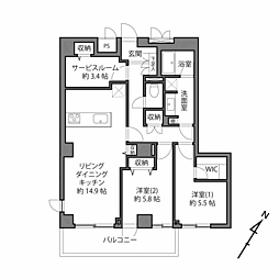 ロイヤルヴィーゼ学芸大学 2SLDKの間取図画像