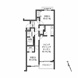 プレスティージュ目黒東山 2LDKの間取図画像