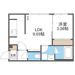 ノースピーク厚別 3階1LDKの間取り