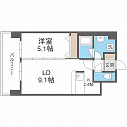 レジディア北三条 6階1LDKの間取り