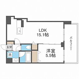 マストライフ南4条 6階1LDKの間取り