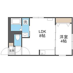 ラフィーネ発寒南 4階1LDKの間取り