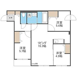FRANZ TSUKISAMU KOEN 3LDKの間取図画像