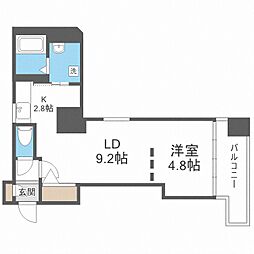 札幌中央レジデンス 13階1LDKの間取り