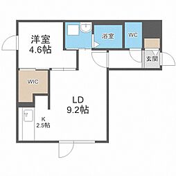 Ｅｌｍ　ＧａｒｄｅｎＩＩＩ 2階1LDKの間取り