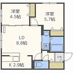 ラグゼ円山 2LDKの間取図画像