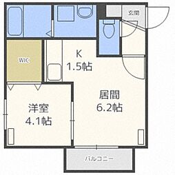 COSK美園 1LDKの間取図画像