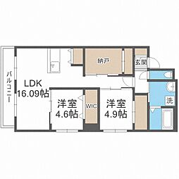 フォレスタ円山 2SLDKの間取図画像