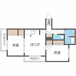 カーム北6条 2LDKの間取図画像