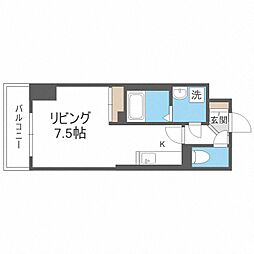 アルファスクエア北15条 1Kの間取図画像