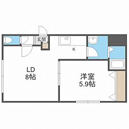 カーサフェリス発寒 1LDKの間取図画像