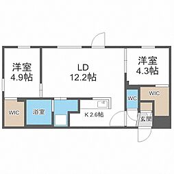 NOVA山鼻 2LDKの間取図画像