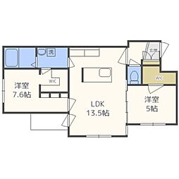 カレラ新さっぽろ 2LDKの間取図画像